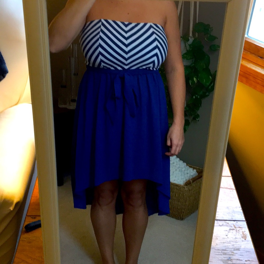Blue and white dress